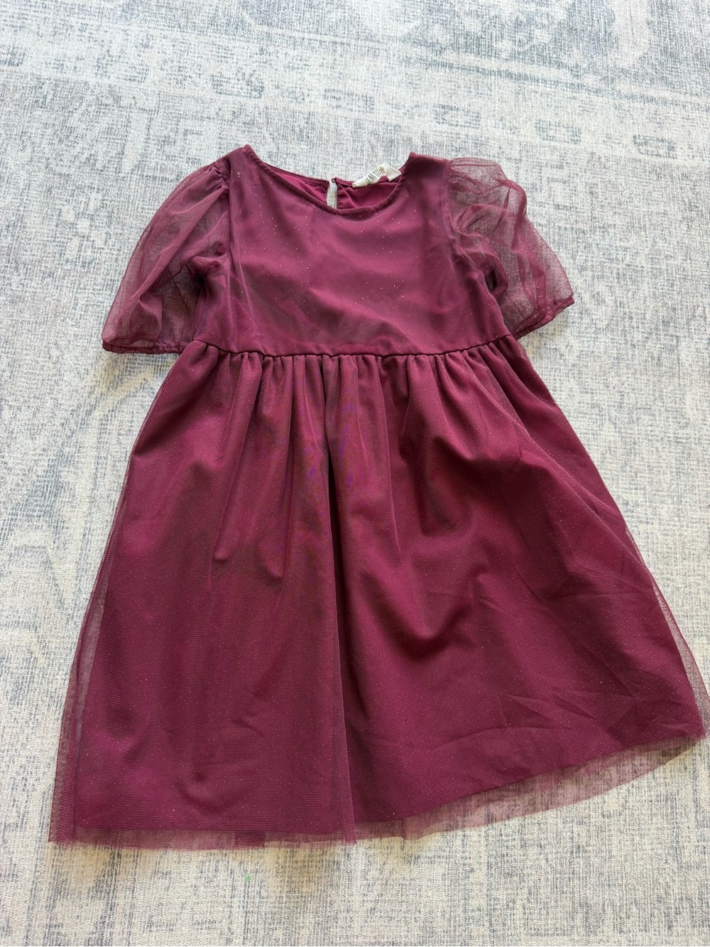H&M Girls' Burgundy Sparkle Tulle Dress